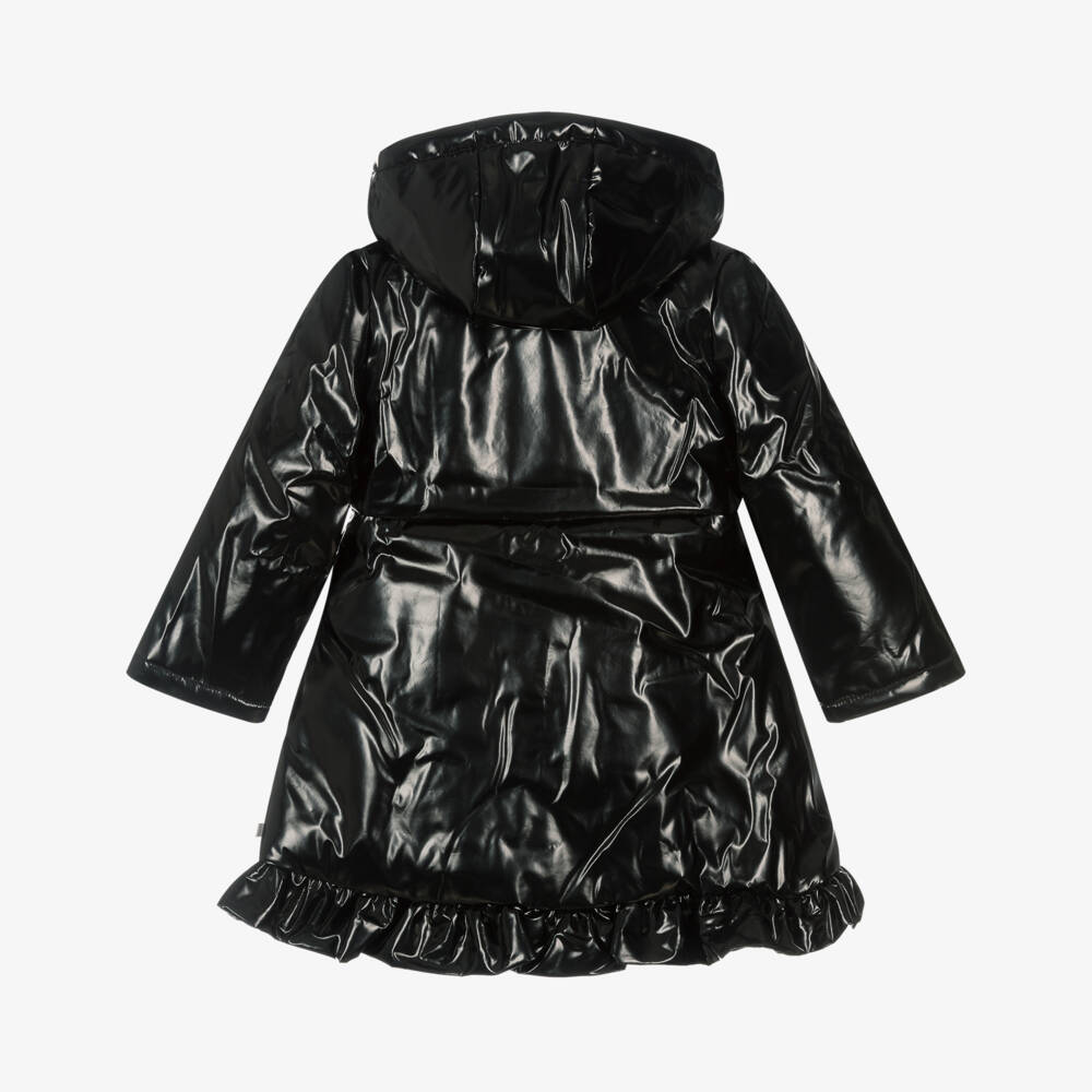 Caramelo Kids-Girls Glossy Black Bow Raincoat | Childrensalon Outlet
