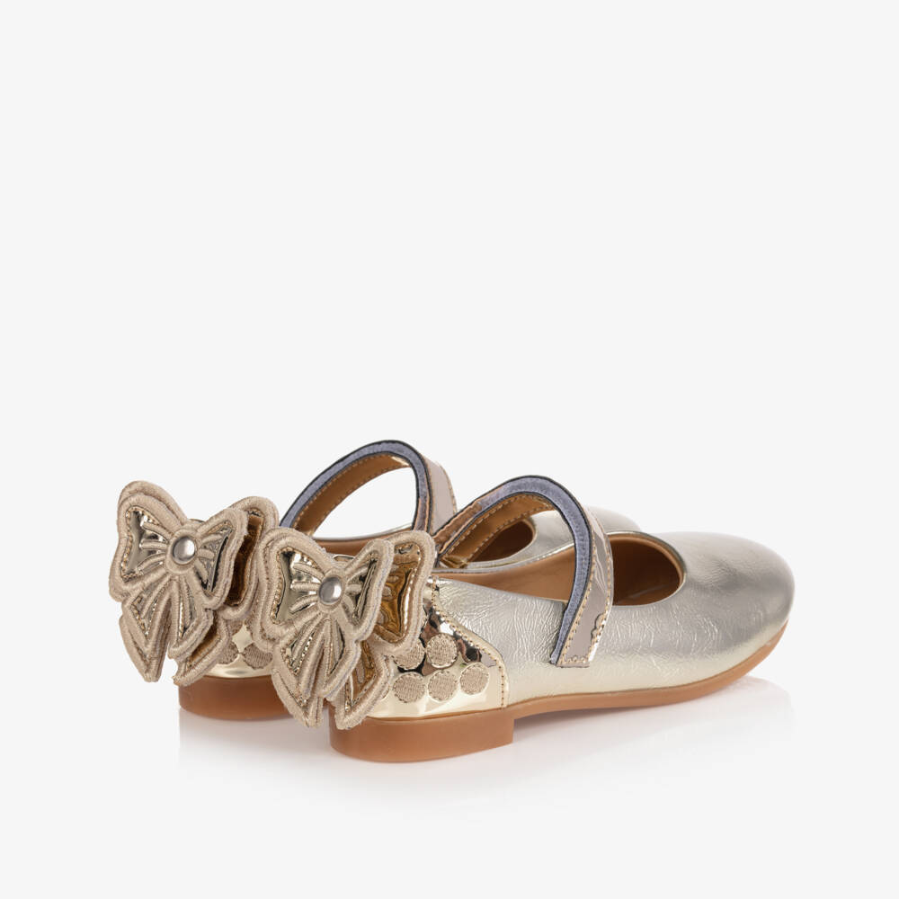 Caramelo Kids-Girls Gold Ballerina Shoes | Childrensalon Outlet