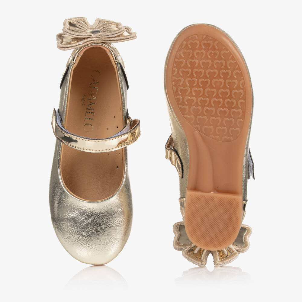 Caramelo Kids-Girls Gold Ballerina Shoes | Childrensalon Outlet