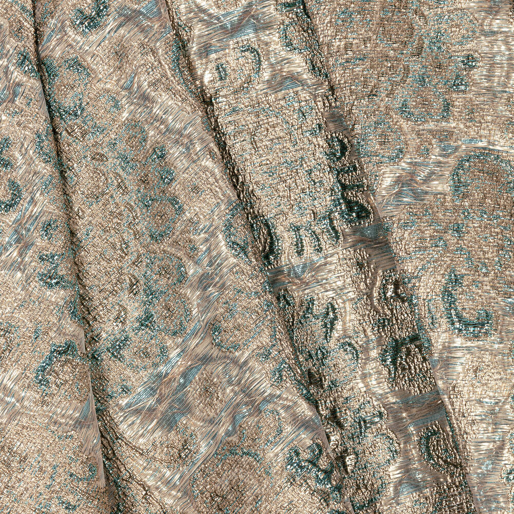 Caramelo Kids-Золотисто-синее платье и сумочка из парчи | Childrensalon Outlet