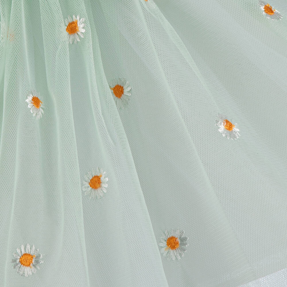 Caramelo Kids-Girls Green Daisy Tulle Skirt Set | Childrensalon Outlet