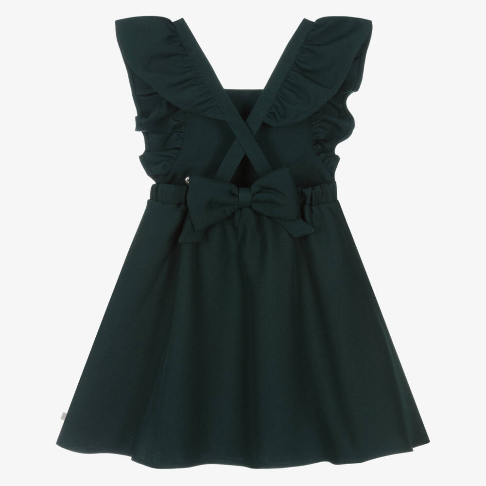 Caramelo Kids-Girls Green Ruffle Pinafore Dress | Childrensalon Outlet