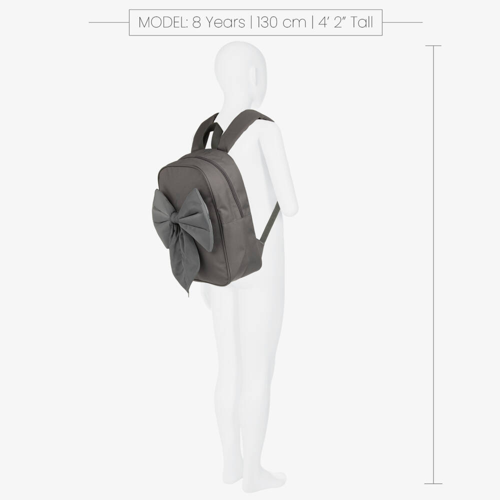 Caramelo Kids-Girls Grey Bow Backpack (35cm) | Childrensalon Outlet