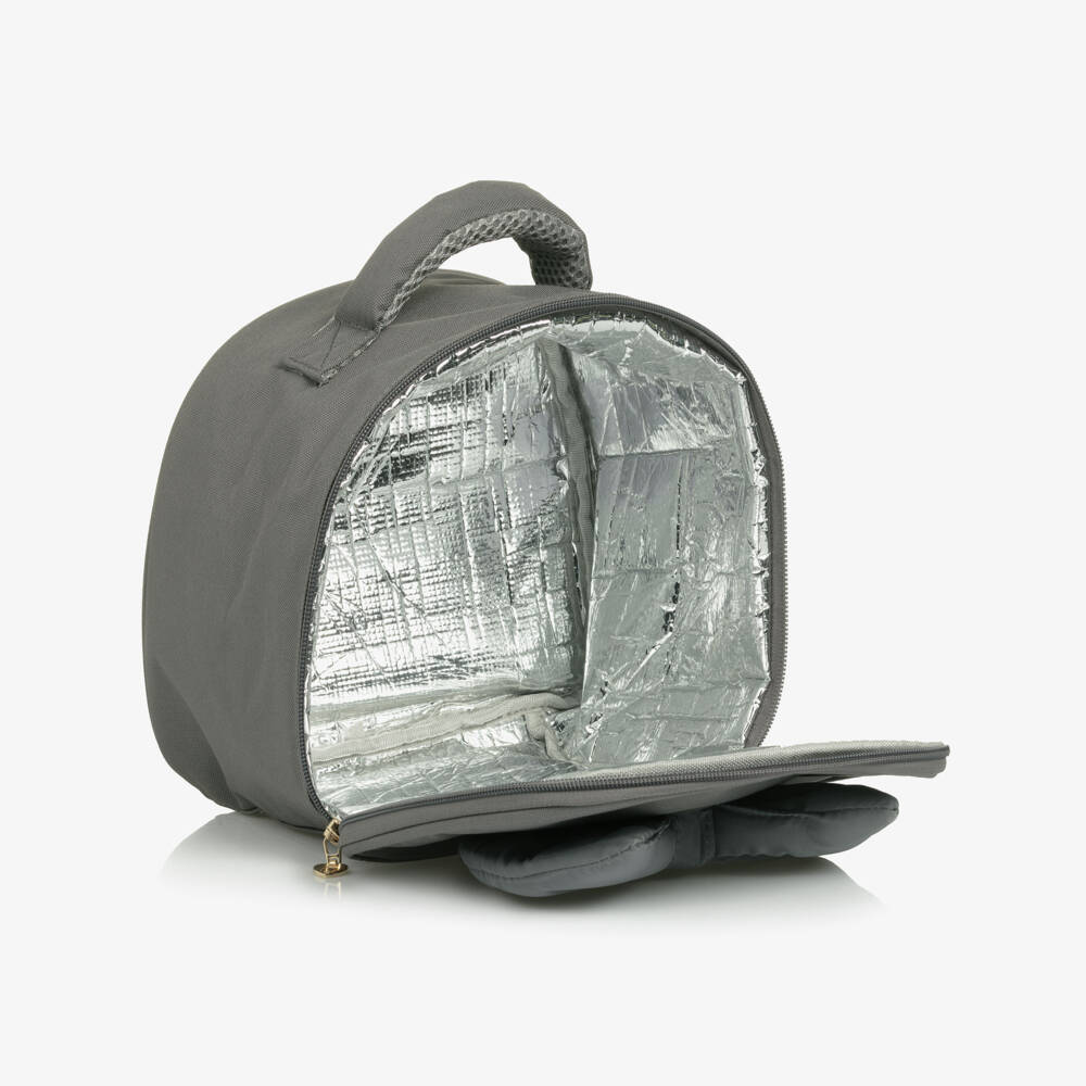 Caramelo Kids-حقيبة غداء قماشية رمادية للبنات مع فيونكة | Childrensalon Outlet