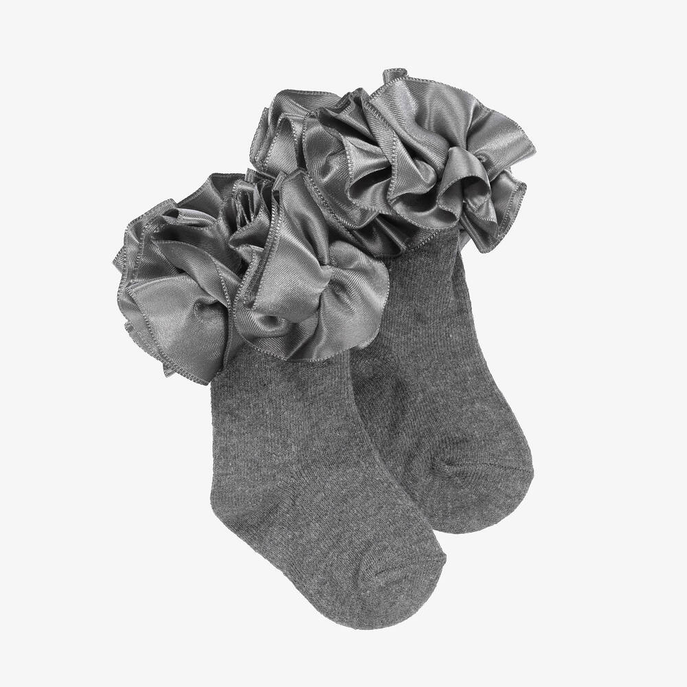 Caramelo Kids-Girls Grey Cotton Socks | Childrensalon Outlet