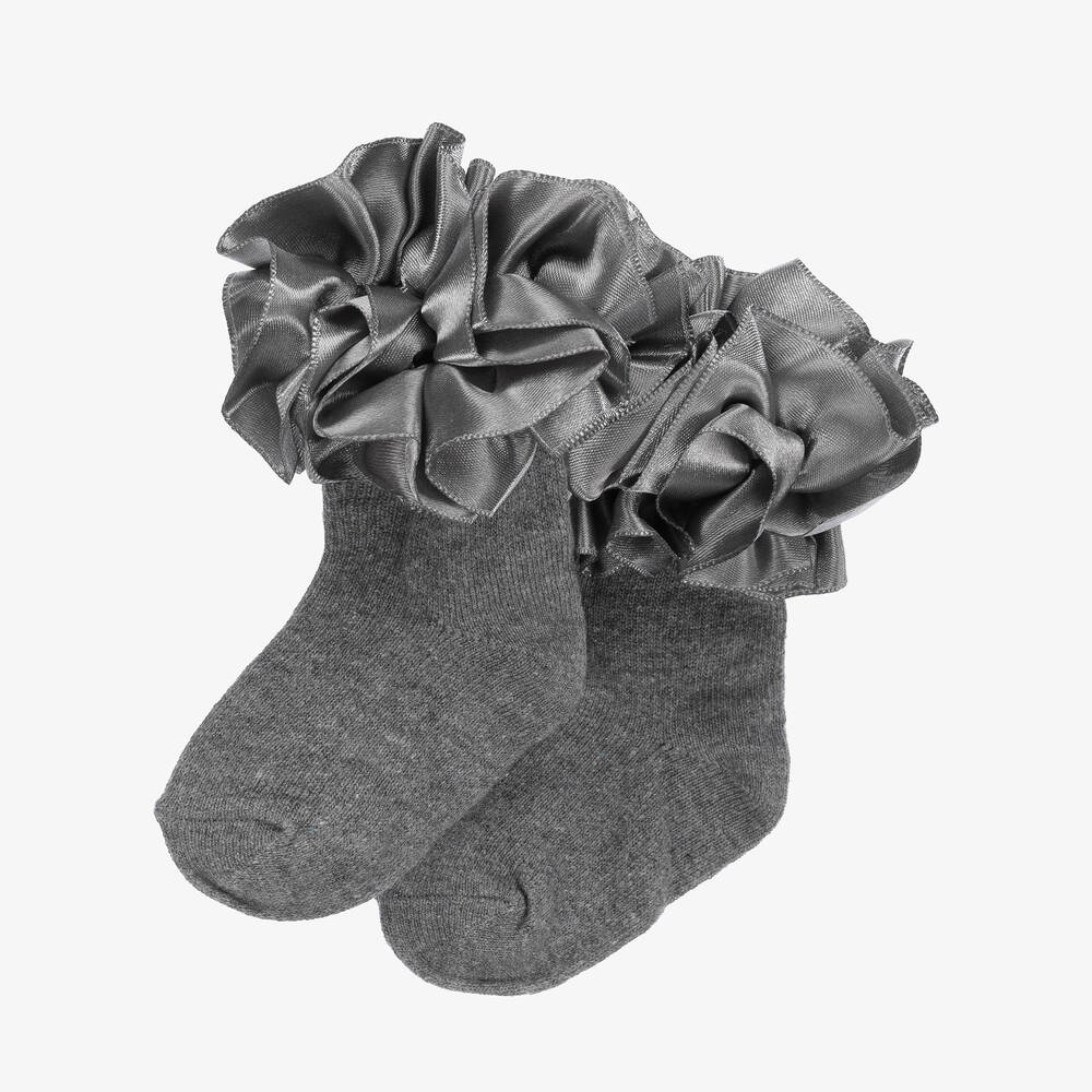 Caramelo Kids-Girls Grey Cotton Socks | Childrensalon Outlet