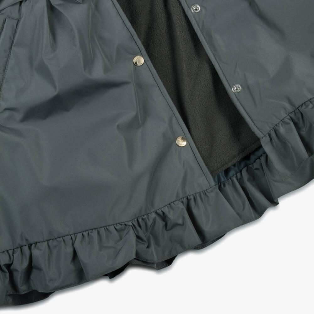 Caramelo Kids-Girls Grey Hooded Coat with Ruffles & Bows | Childrensalon Outlet