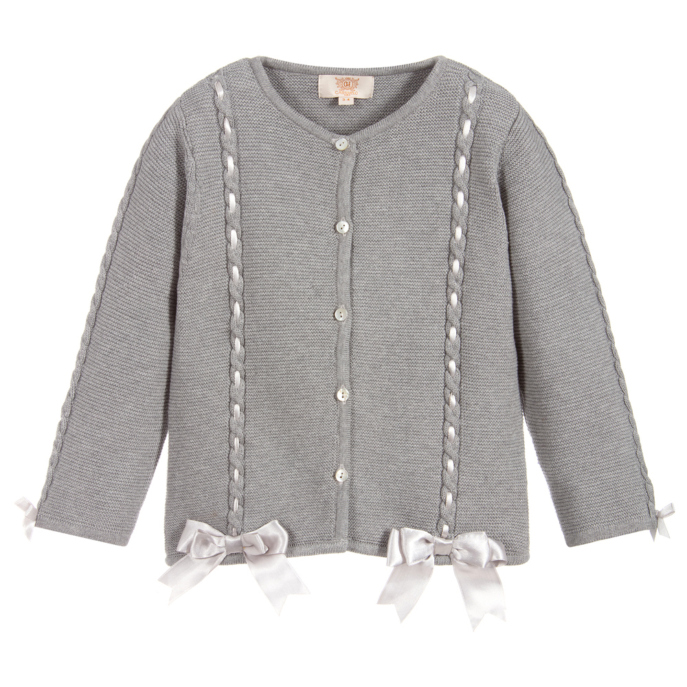 Caramelo Kids - Gilet gris en tricot Fille | Childrensalon