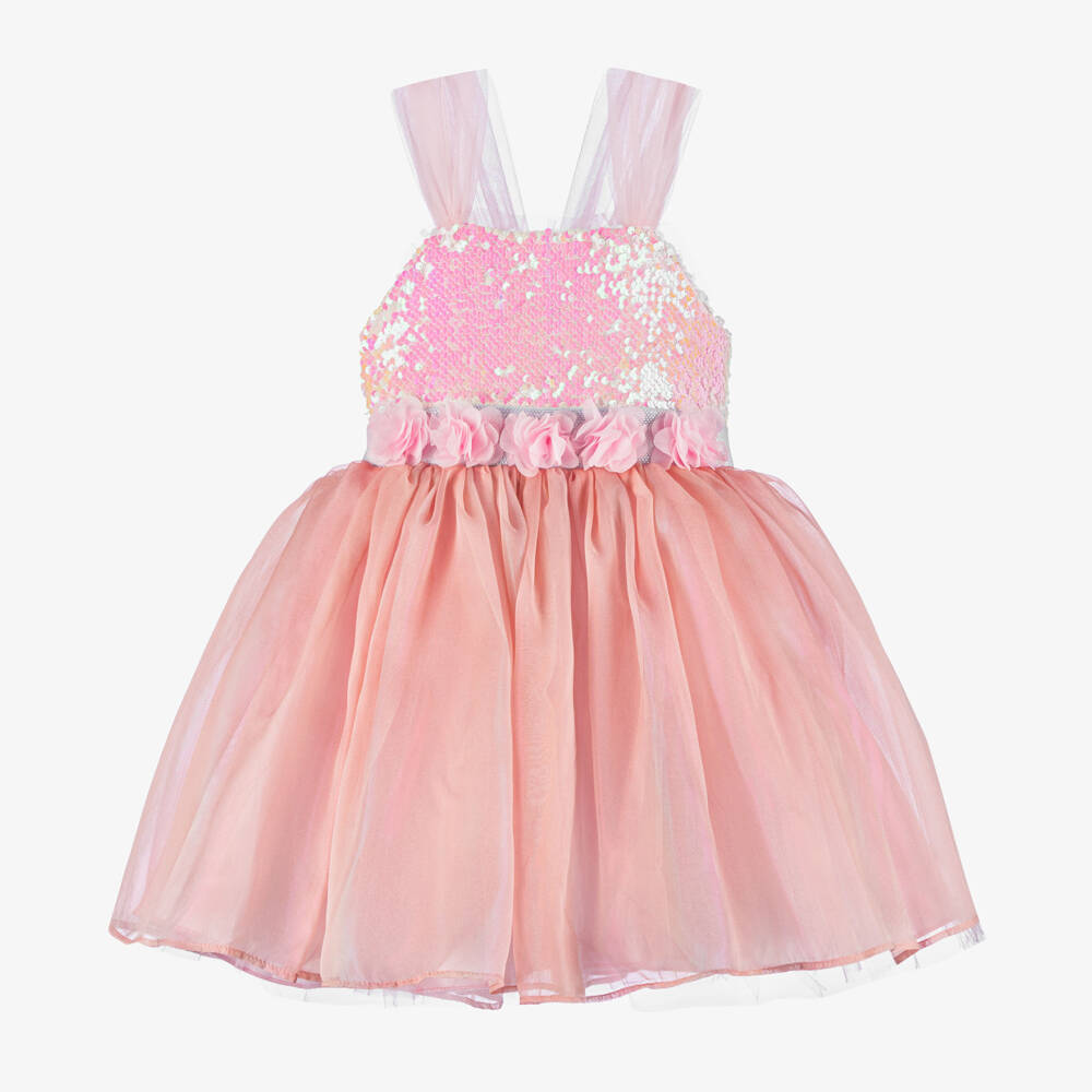 Caramelo Kids-Girls Iridescent Pink Sequin Dress | Childrensalon Outlet