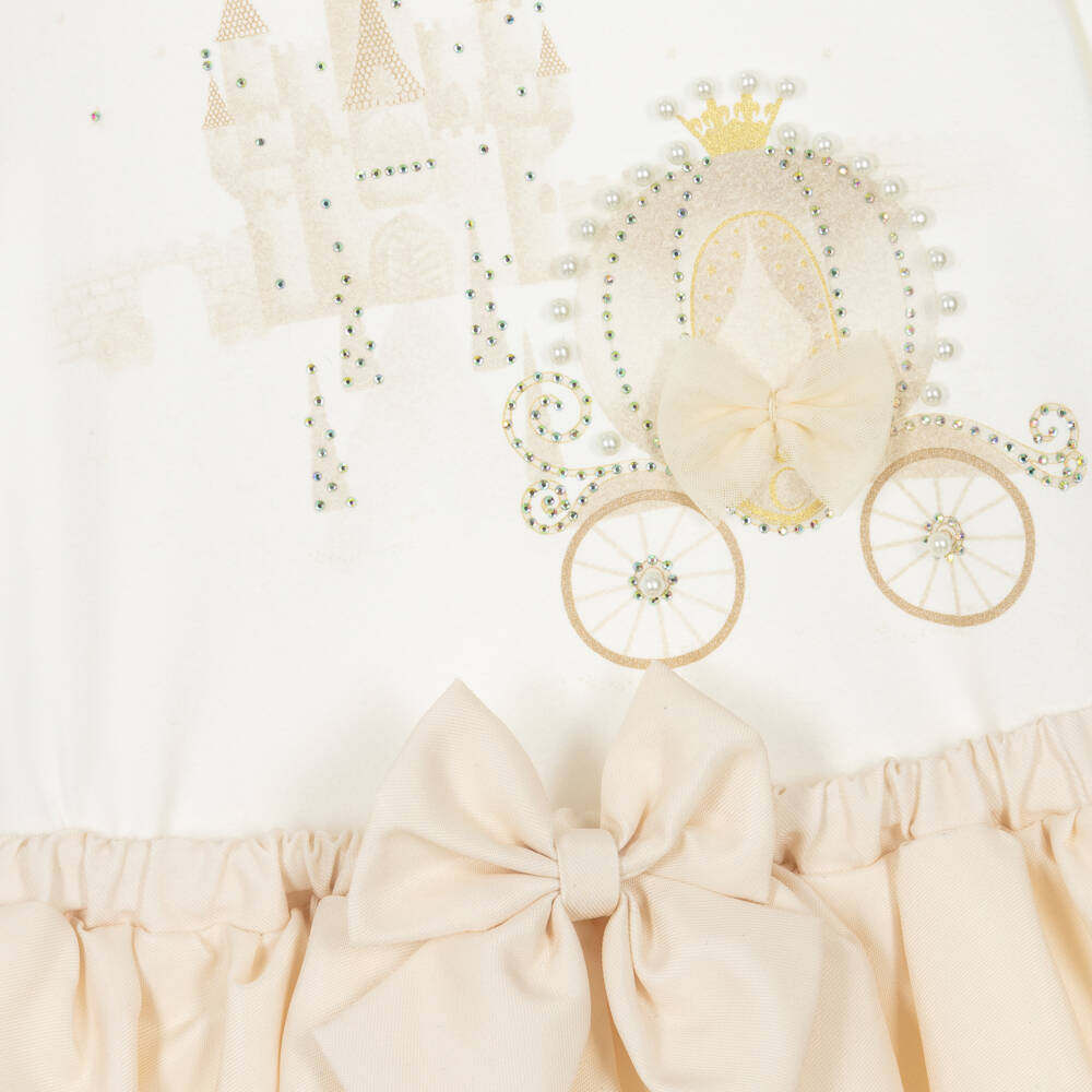 Caramelo Kids-Girls Ivory & Beige Cotton Fairy Tale Castle Skirt Set | Childrensalon Outlet