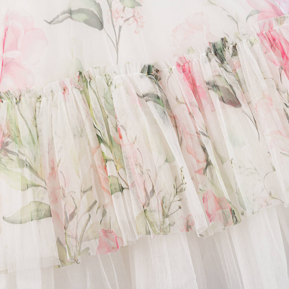 Caramelo Kids-Girls Ivory Blossoming Tulle Gown | Childrensalon Outlet