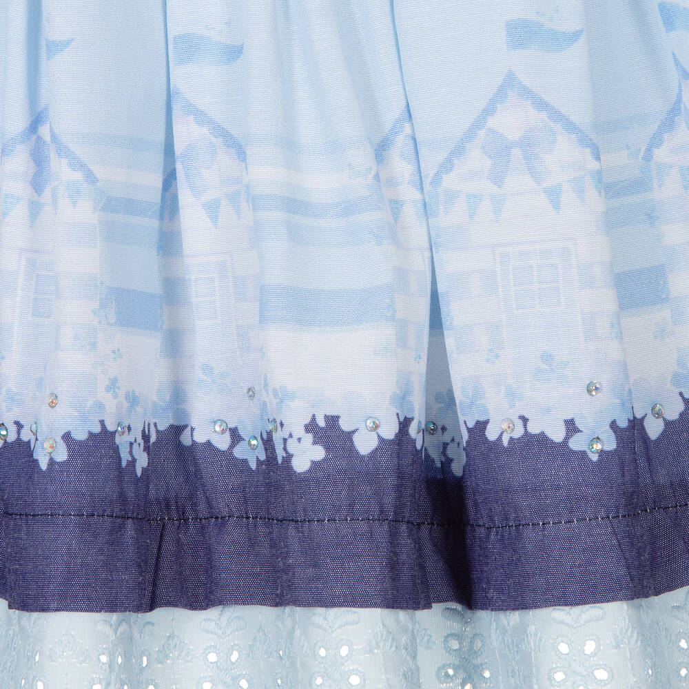 Caramelo Kids-Girls Ivory & Blue Skirt Set | Childrensalon Outlet