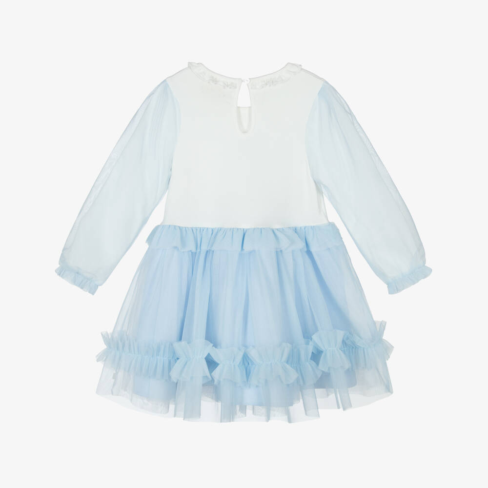 Caramelo Kids-فستان تول أزرق وأبيض للبنات | Childrensalon Outlet