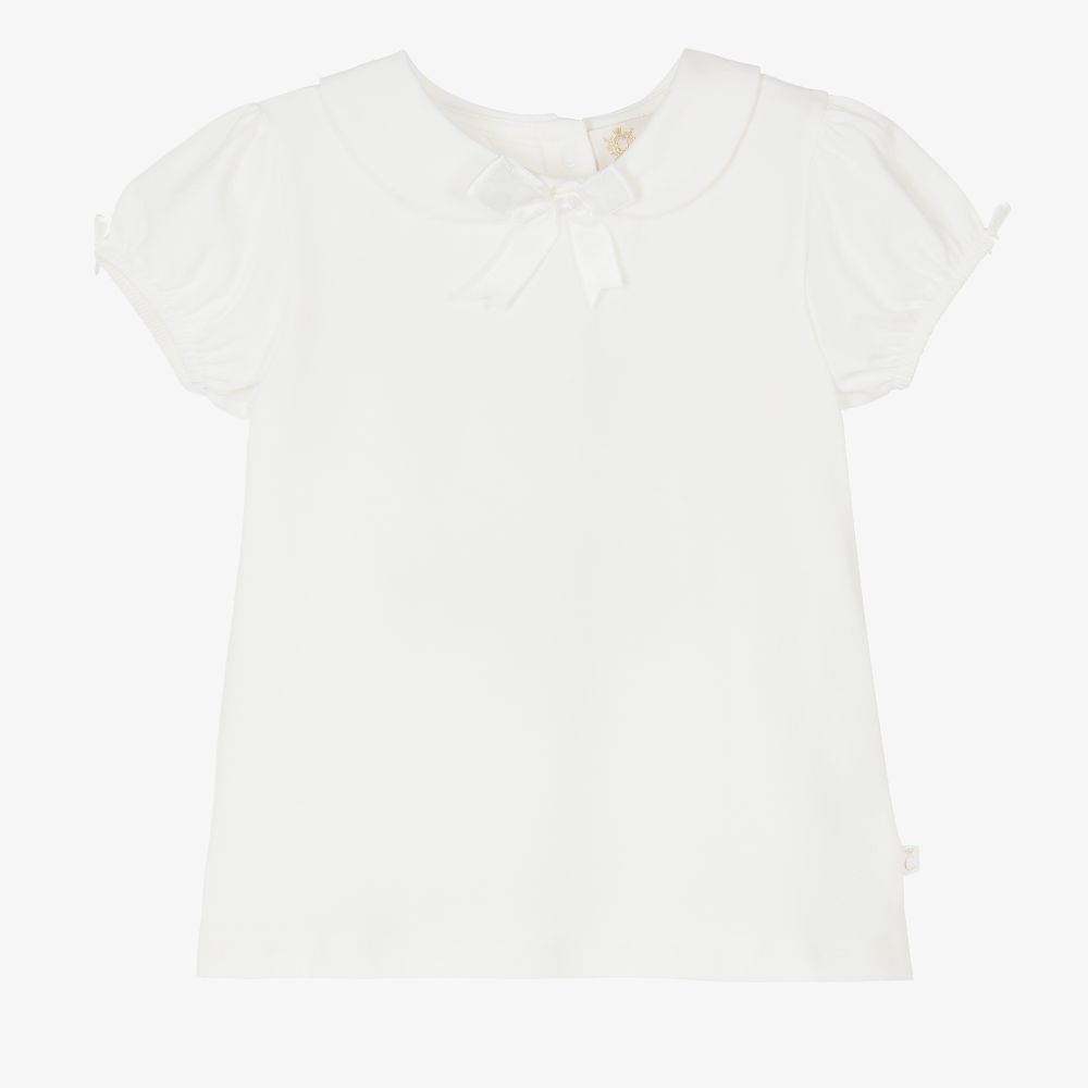 Caramelo Kids-Girls Ivory Cotton T-Shirt | Childrensalon Outlet