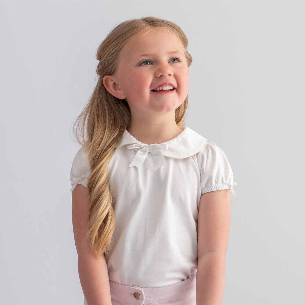 كاراميلو كيدز -تيشيرت قطن جيرسي لون عاجي للبنات | Childrensalon Outlet