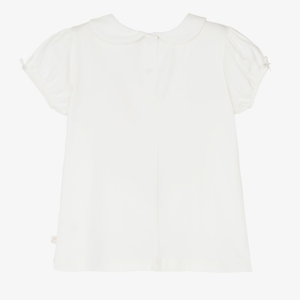 كاراميلو كيدز -تيشيرت قطن جيرسي لون عاجي للبنات | Childrensalon Outlet