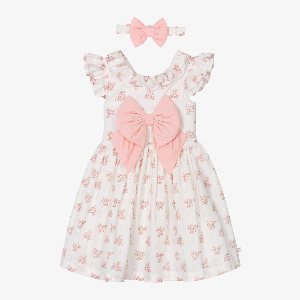 Caramelo Kids-Girls Ivory Floral Cotton Dress | Childrensalon Outlet