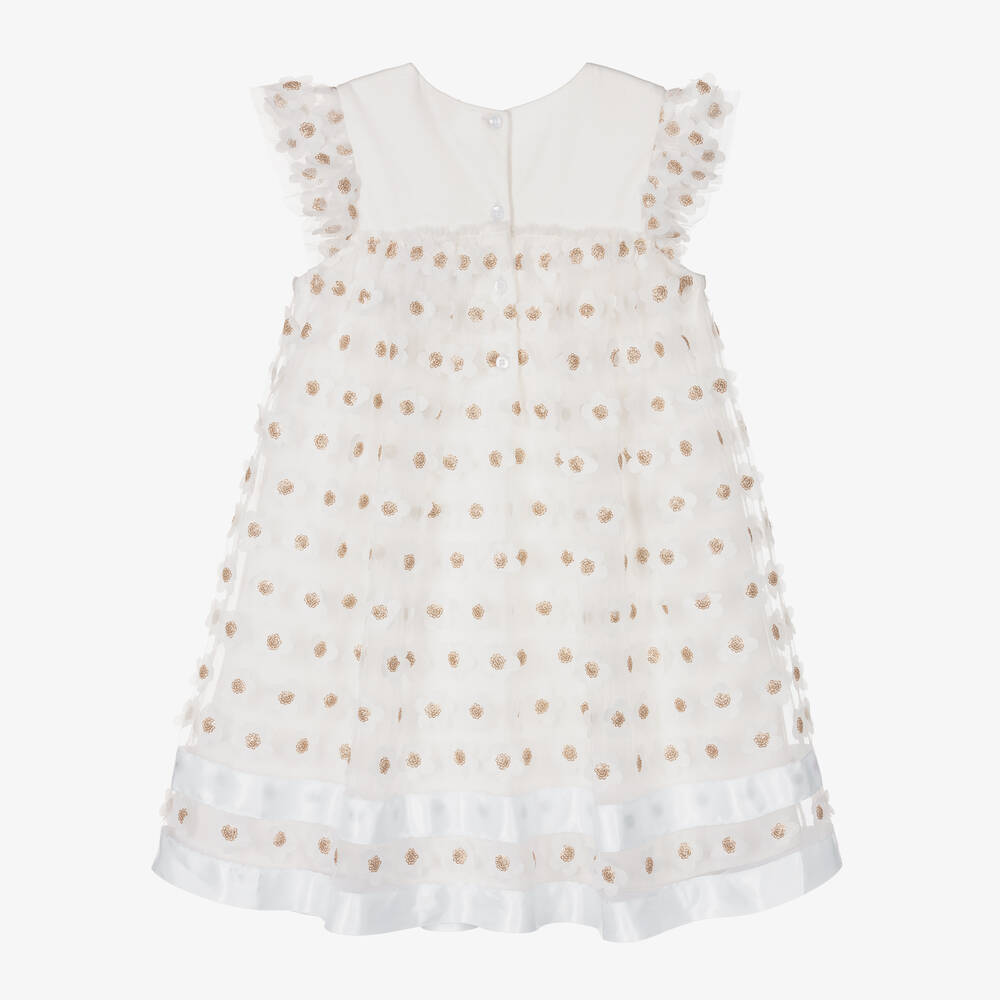 Caramelo Kids-Girls Ivory Floral Tulle Dress | Childrensalon Outlet