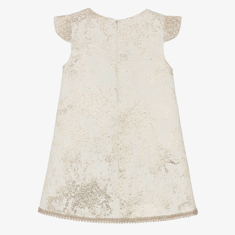 Caramelo Kids-Girls Ivory & Gold Brocade Dress | Childrensalon Outlet