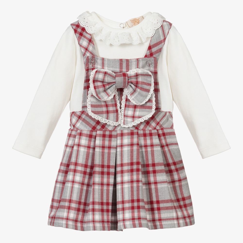Caramelo Kids - Girls Ivory & Grey Dress Set | Childrensalon