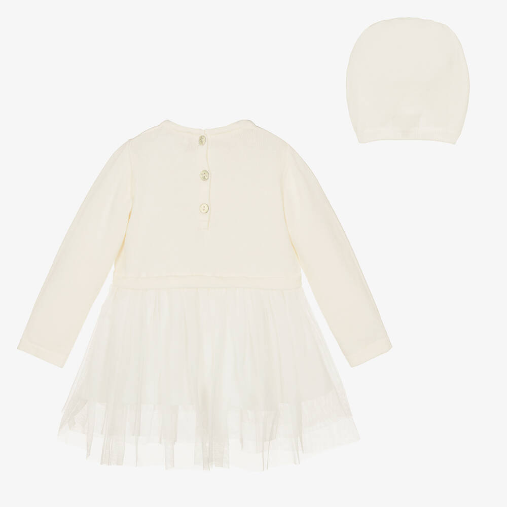 Caramelo Kids-Girls Ivory Knitted Dress Set | Childrensalon Outlet