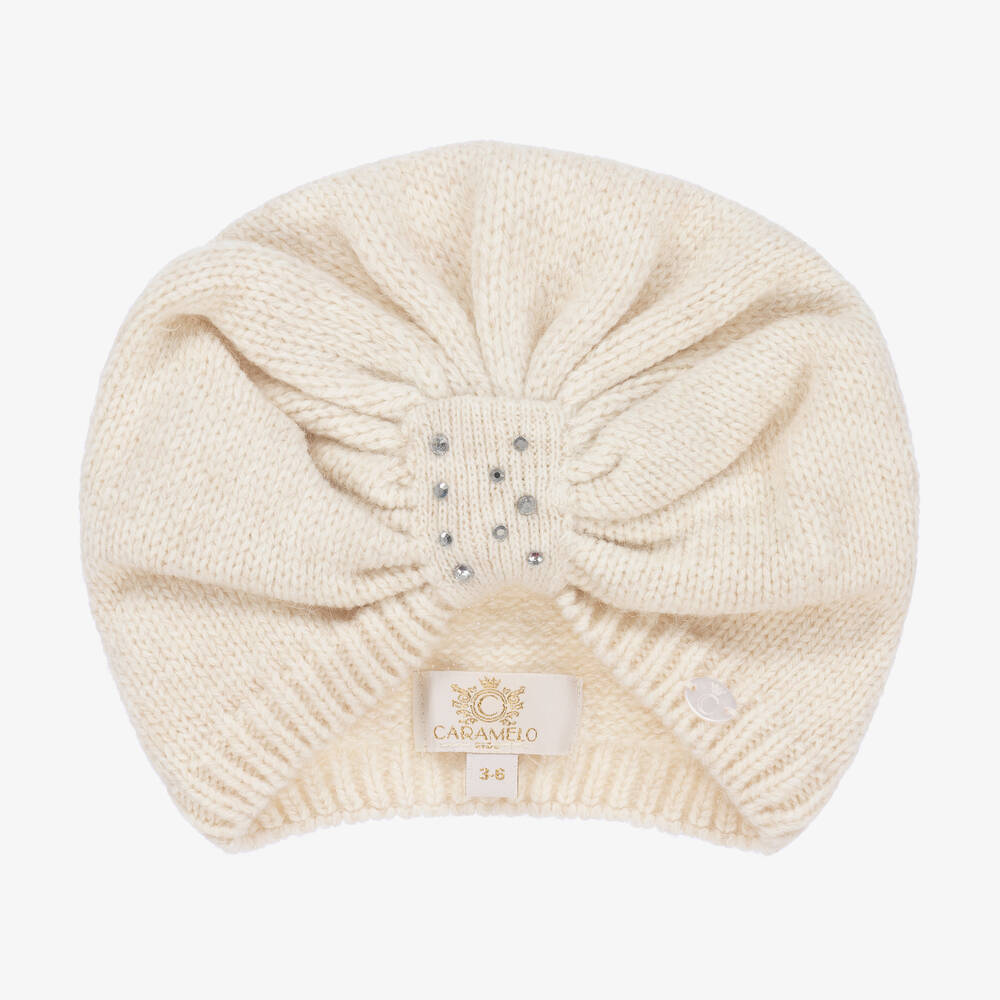 Caramelo Kids-Girls Ivory Knitted Turban Hat | Childrensalon Outlet