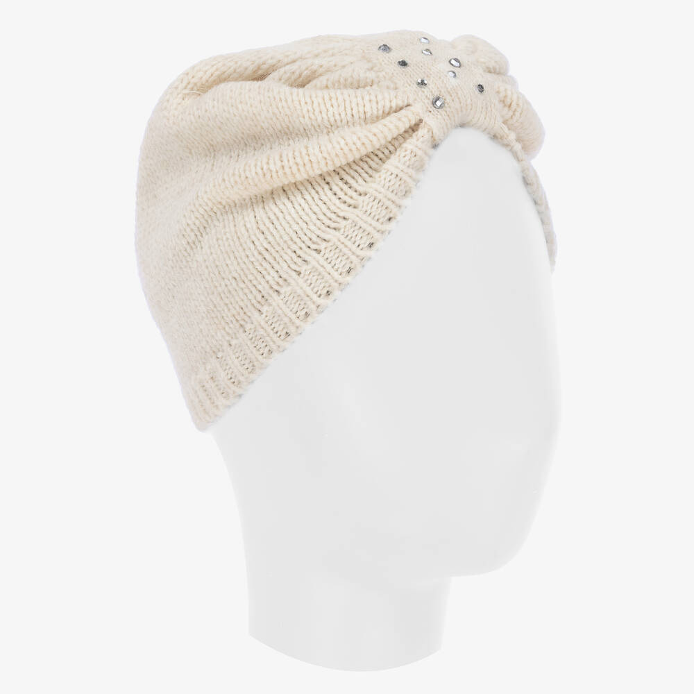 Caramelo Kids-Girls Ivory Knitted Turban Hat | Childrensalon Outlet