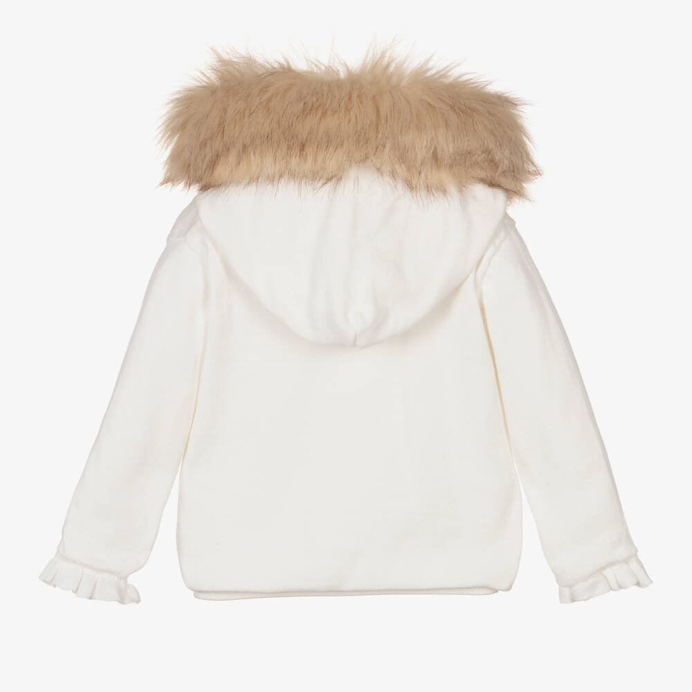 Caramelo Kids-Кремовая вязаная худи на молнии для девочек | Childrensalon Outlet