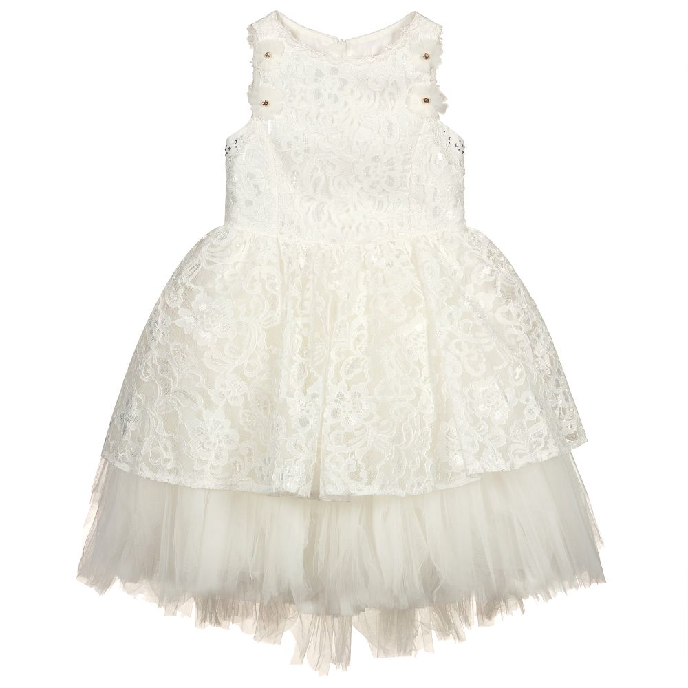 Caramelo Kids-Girls Ivory Lace Dress | Childrensalon Outlet