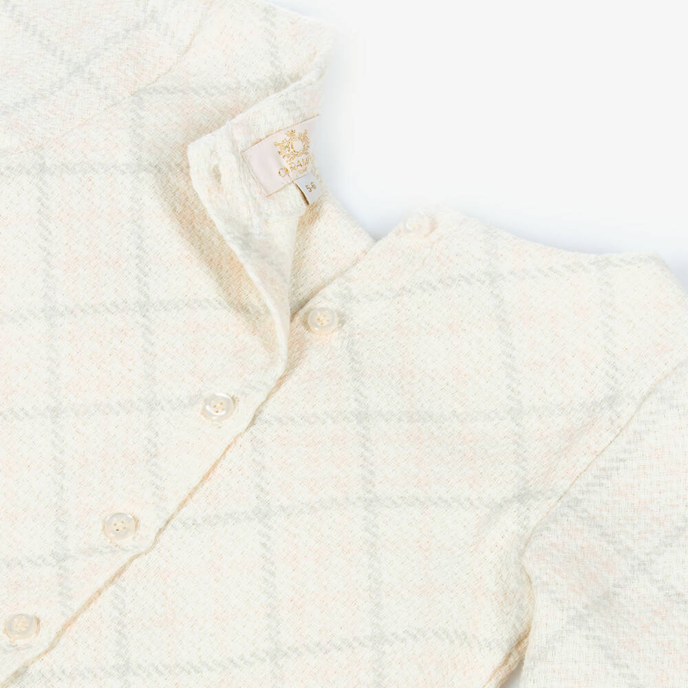 Caramelo Kids-Girls Ivory & Pink Checked Shorts Set | Childrensalon Outlet