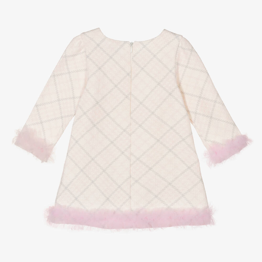 Caramelo Kids-Girls Ivory & Pink Cotton Tweed Dress | Childrensalon Outlet