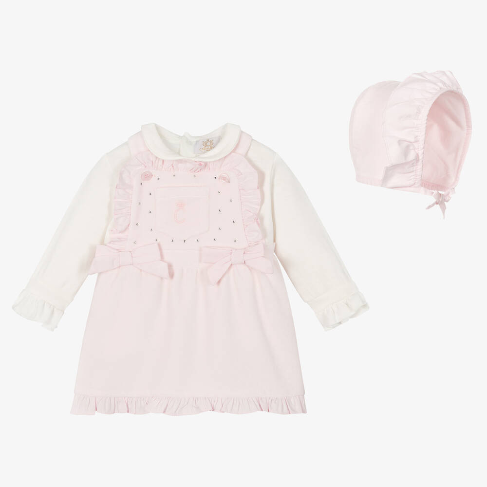 Caramelo Kids-Girls Ivory & Pink Dress Set | Childrensalon Outlet