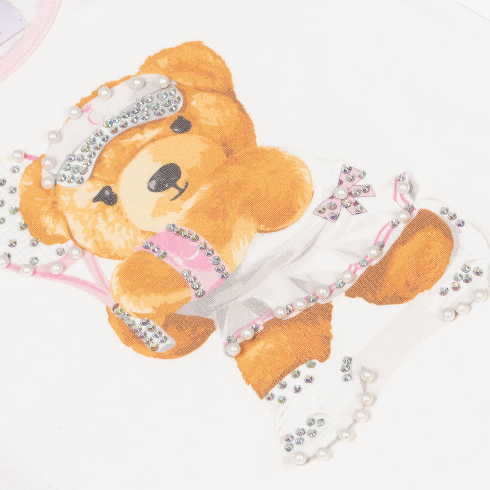 Caramelo Kids-Girls Ivory & Pink Teddy Skirt Set | Childrensalon Outlet