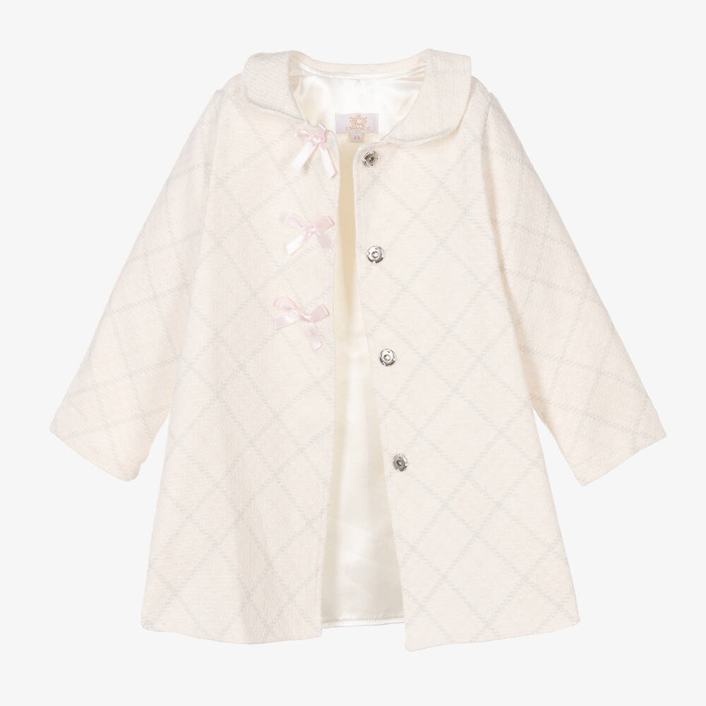 Caramelo Kids-Girls Ivory & Pink Tweed Coat | Childrensalon Outlet