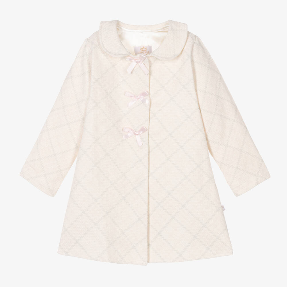 Caramelo Kids - Manteau ivoire et rose en tweed | Childrensalon