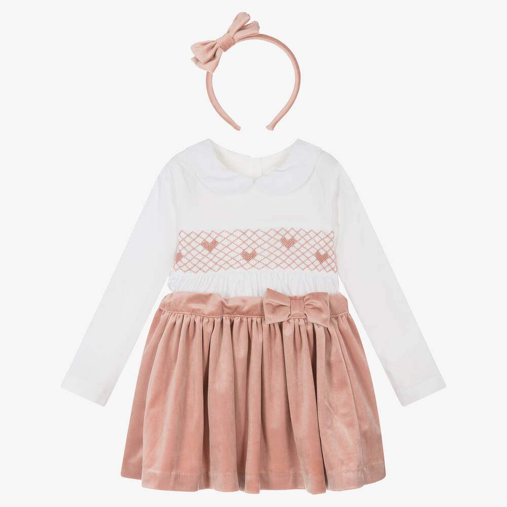 Caramelo Kids - Top & Samtrock Set Elfenbein & Rosa | Childrensalon