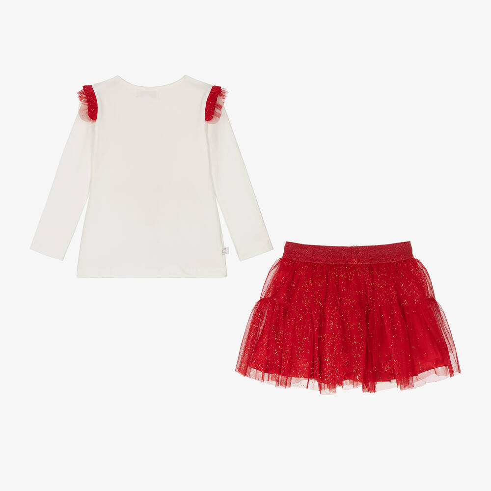 Caramelo Kids-Girls Ivory & Red Tulle Fairy Skirt Set | Childrensalon Outlet