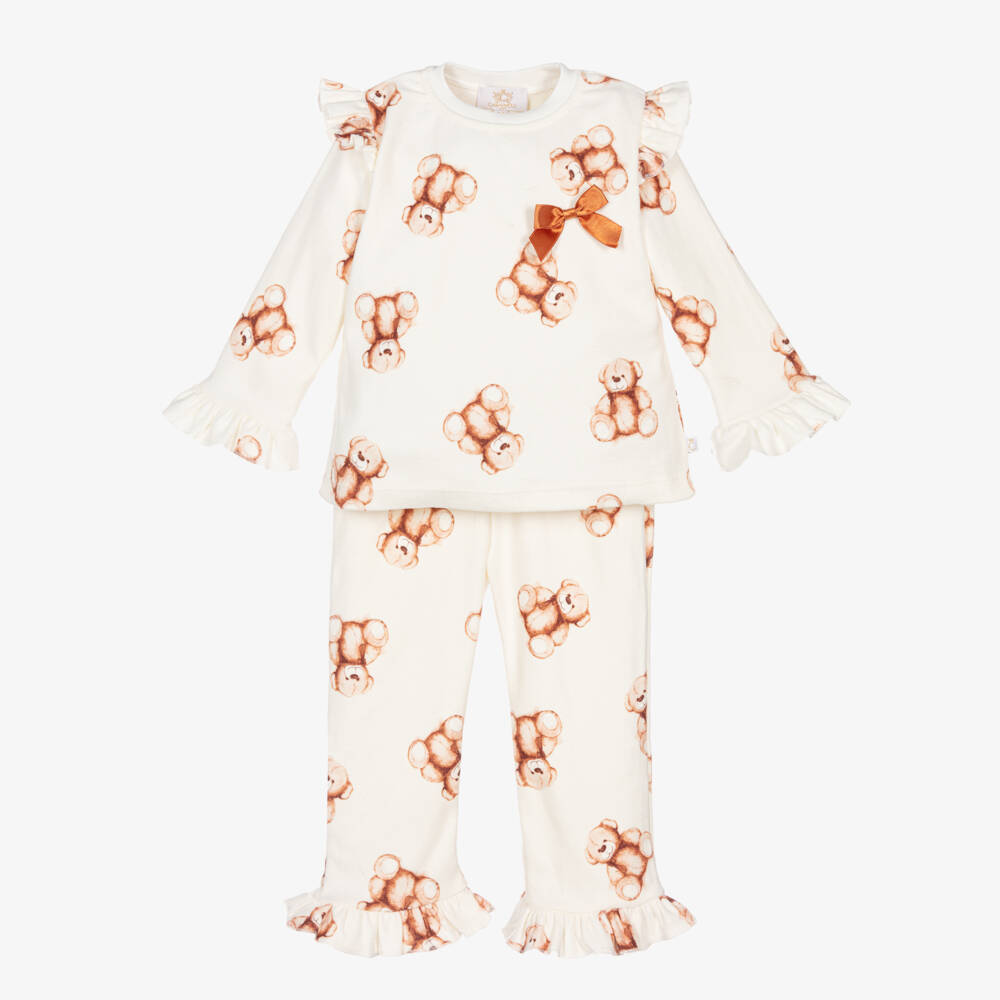Caramelo Kids-Girls Ivory Teddy Bear Pyjamas | Childrensalon Outlet