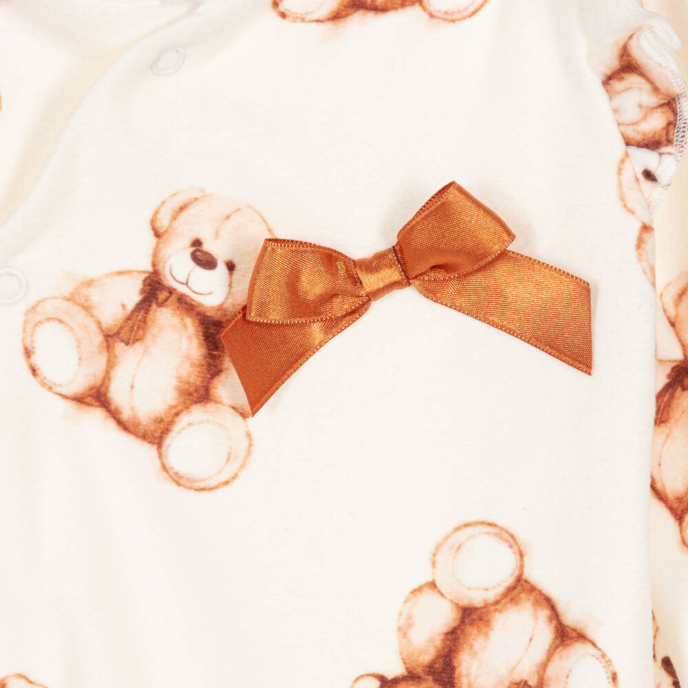 Caramelo Kids-Girls Ivory Teddy Print Babygrow Set | Childrensalon Outlet