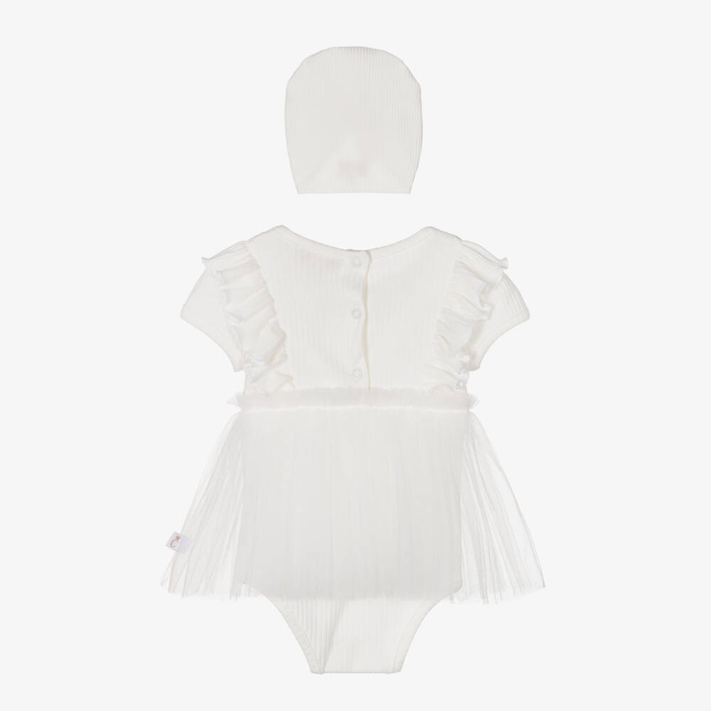 Caramelo Kids-Girls Ivory Tulle Dress & Hat | Childrensalon Outlet