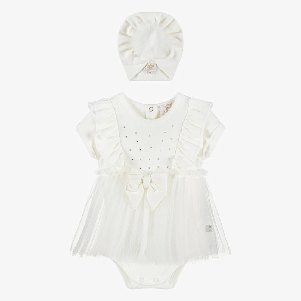 Caramelo Kids-Girls Ivory Tulle & Jersey Ensemble | Childrensalon Outlet
