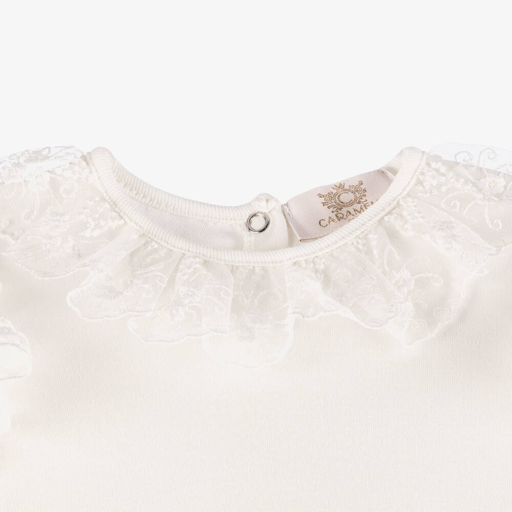 Caramelo Kids-Girls Ivory Tulle Trim Babygrow | Childrensalon Outlet