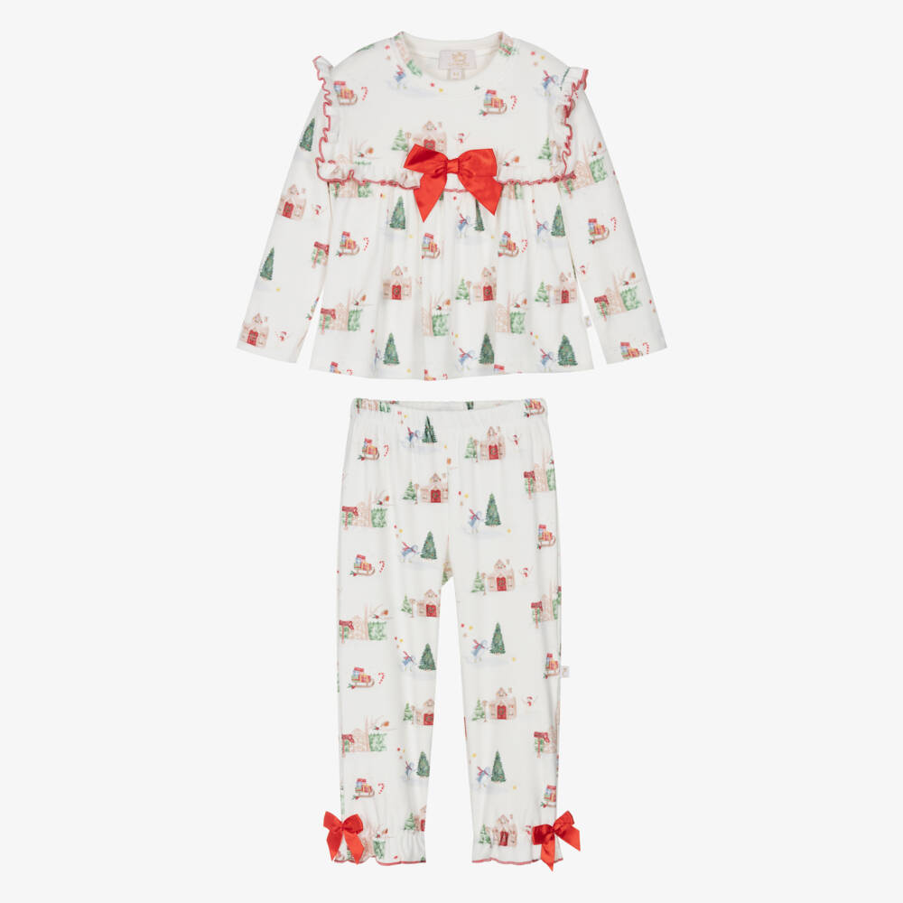 Caramelo Kids-Girls Ivory Velour Christmas Pyjamas | Childrensalon Outlet