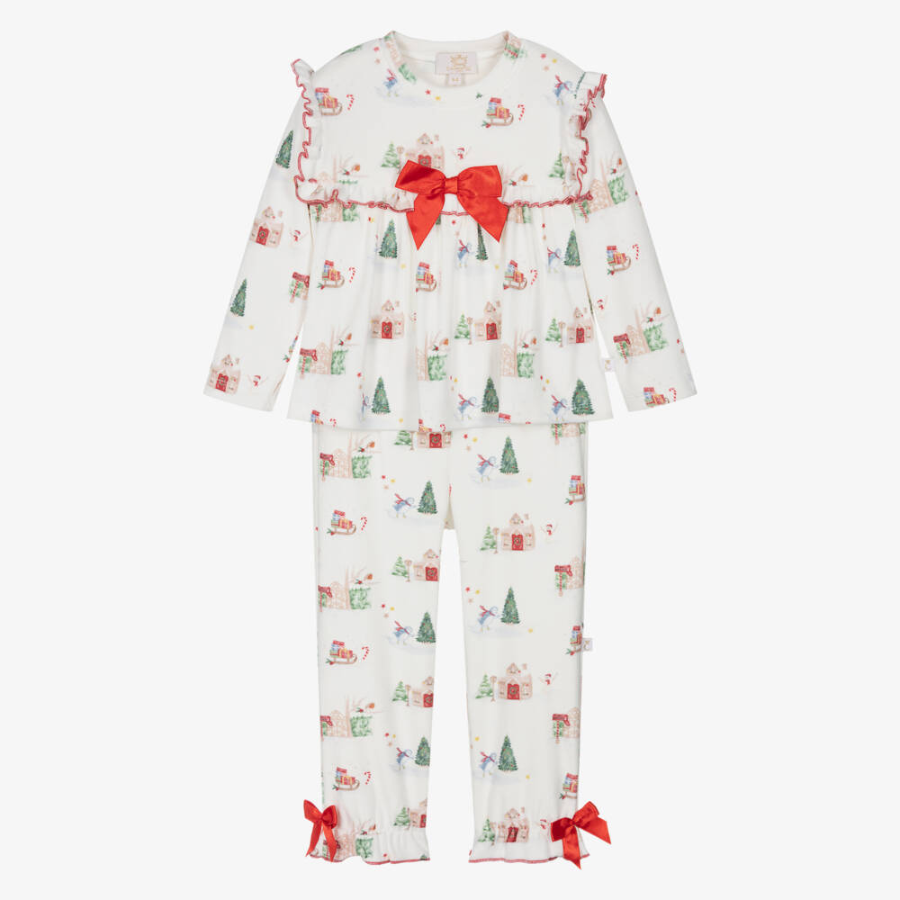 Caramelo Kids-Girls Ivory Velour Christmas Pyjamas | Childrensalon Outlet