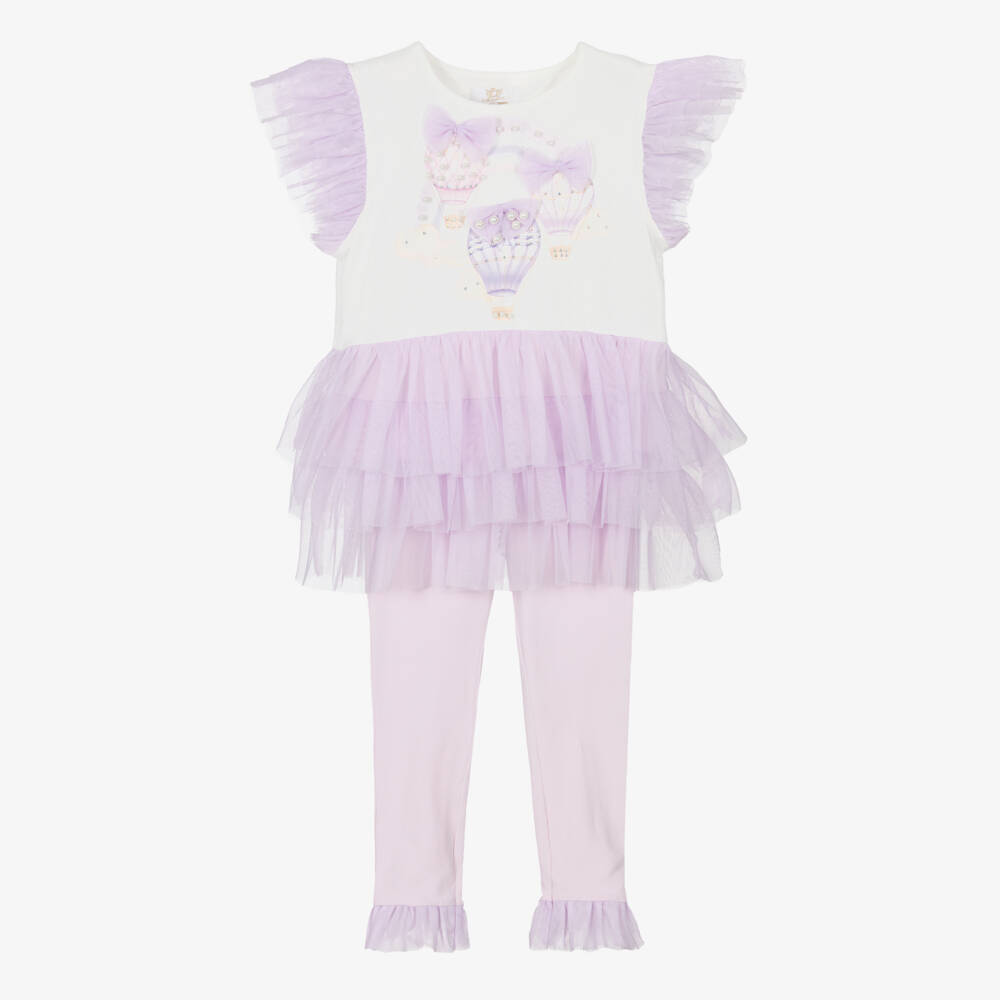 Caramelo Kids-Girls Lavender Balloon Adventure Leggings Ensemble | Childrensalon Outlet