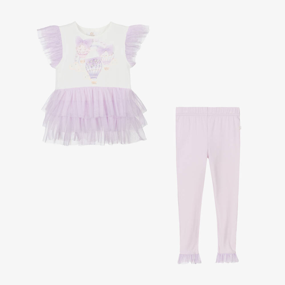 Caramelo Kids-Girls Lavender Balloon Adventure Leggings Ensemble | Childrensalon Outlet