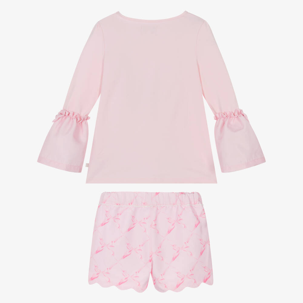 Caramelo Kids-Girls Light Pink Bow Motif Shorts Set | Childrensalon Outlet