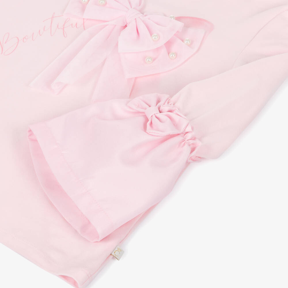 Caramelo Kids-Girls Light Pink Bow Motif Shorts Set | Childrensalon Outlet