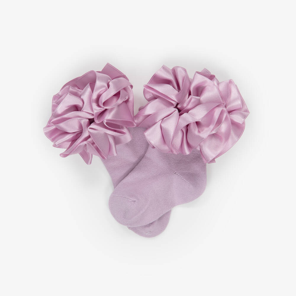 Caramelo Kids-Girls Lilac Cotton Ruffle Socks | Childrensalon Outlet
