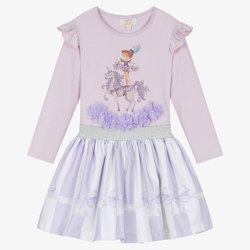 Caramelo Kids - Фиолетовый топ с балериной и юбка | Childrensalon